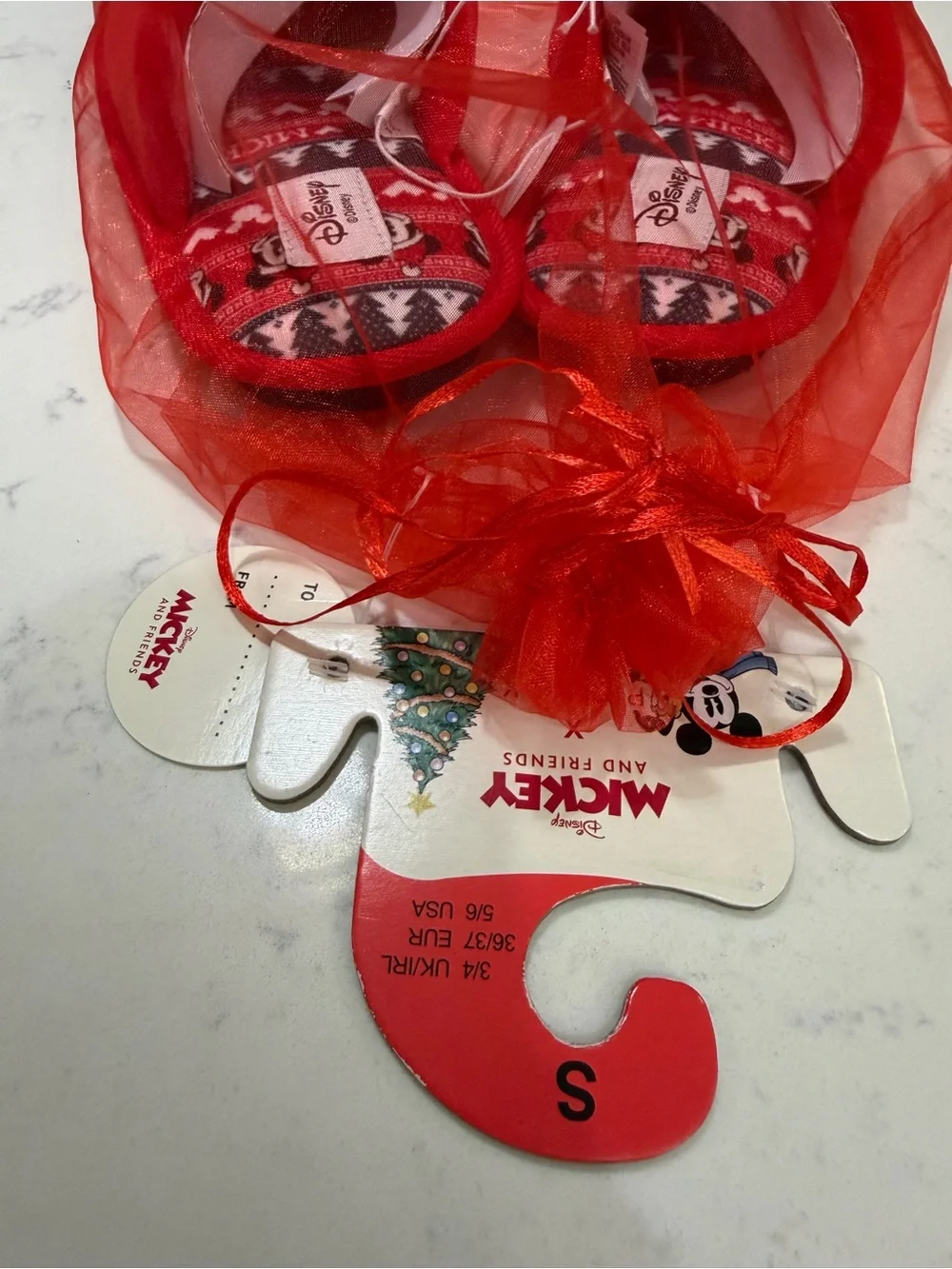 Disney Red Mickey Mouse Merry Christmas Holiday Slippers